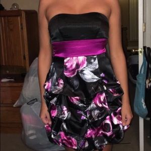 Formal Floral Dress With Purple Accent Color